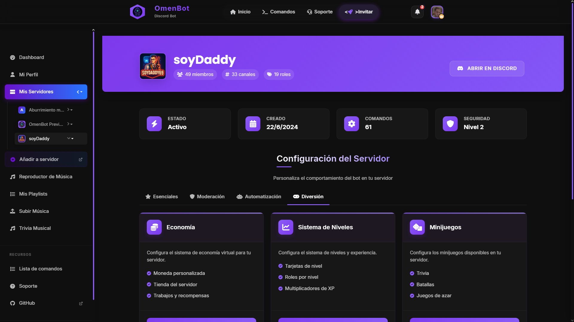 Omen Bot Dashboard
